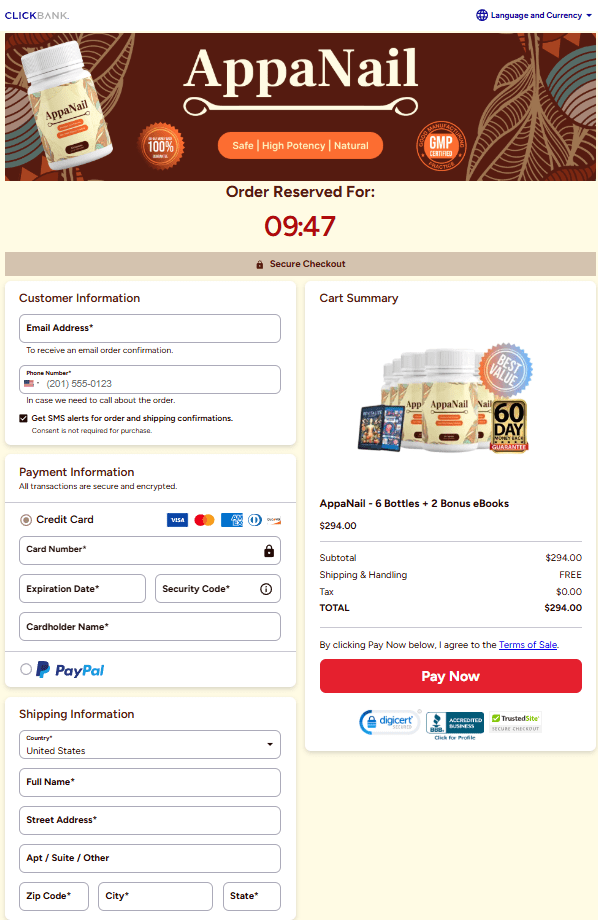 AppaNail order page